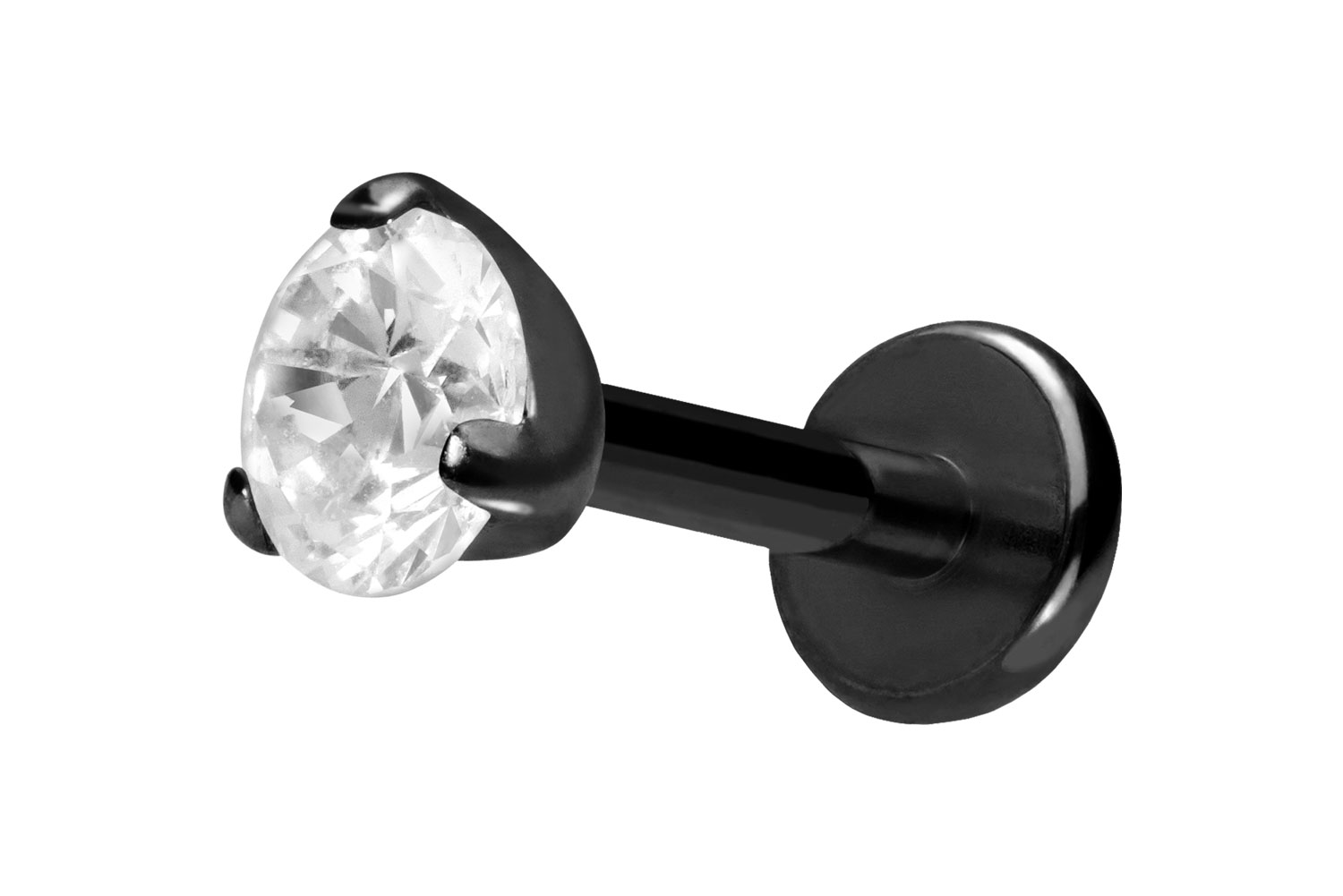 Titan Labret Piercing mit Push Fit EINGEFASSTER KRISTALL